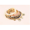 B-0350  Korea Style Multilayer 5Pcs/set Pearl Beads Resin Gem Coin Bangle Bracelets Set