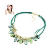 N-3854 Korea style Summer Jewelry Leather Chain Crystal Shell Tassels Necklace