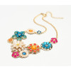N-3851 Spring style Gold Plated Link Chain Colorful Beads Resin Gem Flowers Necklace