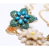 N-3851 Spring style Gold Plated Link Chain Colorful Beads Resin Gem Flowers Necklace