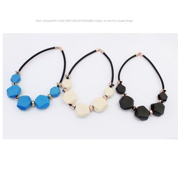 N-3858 Europe Style Black Chain Big Acrylic Geometry Gem Choker Necklace