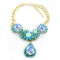 N-3869 Europe Style Gold Plated Alloy Colorful Resin Gem Crystal Flower Leaves Link Chain Necklace