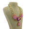 N-3869 Europe Style Gold Plated Alloy Colorful Resin Gem Crystal Flower Leaves Link Chain Necklace