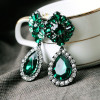 E-3113 Vintage style Bronze Alloy Crystal Rhinestone Flower Drop Dangle Earrings