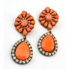 E-3113 Vintage style Bronze Alloy Crystal Rhinestone Flower Drop Dangle Earrings