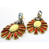 E-3114 European style Golden Alloy Crystal Rhinestone Resin Gem Flower Drop Dangle Earrings