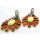 E-3114 European style Golden Alloy Crystal Rhinestone Resin Gem Flower Drop Dangle Earrings