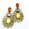 E-3114 European style Golden Alloy Crystal Rhinestone Resin Gem Flower Drop Dangle Earrings