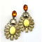 E-3114 European style Golden Alloy Crystal Rhinestone Resin Gem Flower Drop Dangle Earrings