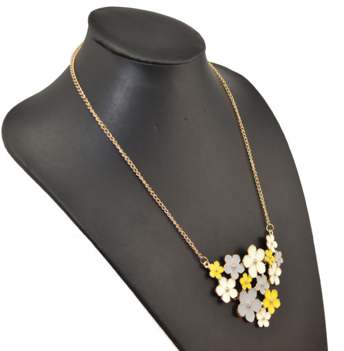 N-3861 Korea Style Gold Plated  Enamel Colorful Flowers Pendant Necklaces