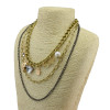 N-3859 Europe Vintage Triangle skull pearl star letter mix pendant multilayer chain statement chunky  Necklace