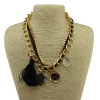 N-3862 Punk style multilayer chains crystal drop cards tassels pendant necklace