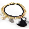 N-3862 Punk style multilayer chains crystal drop cards tassels pendant necklace