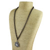 N-3873 European style gun black alloy long chain clear rhinestone crystal triangle pendant necklace