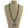 N-3873 European style gun black alloy long chain clear rhinestone crystal triangle pendant necklace