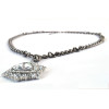 N-3873 European style gun black alloy long chain clear rhinestone crystal triangle pendant necklace