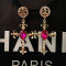E-3115 European  Gold Plated  Rhinestone Crystal Bead Flower Dangle Cross Earrings Brinco