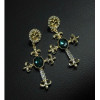 E-3115 European  Gold Plated  Rhinestone Crystal Bead Flower Dangle Cross Earrings Brinco