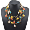 S-0095 Korea Style Gold plated  Chain  Colorful Resin gem Candy Tassels Necklace Bracelet Set