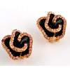 E-3117 Korea Style Gold Plated Alloy enamel Rhinestone white /black flower Earrings brinco women