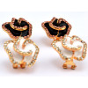 E-3117 Korea Style Gold Plated Alloy enamel Rhinestone white /black flower Earrings brinco women