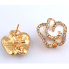 E-3117 Korea Style Gold Plated Alloy enamel Rhinestone white /black flower Earrings brinco women