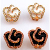 E-3117 Korea Style Gold Plated Alloy enamel Rhinestone white /black flower Earrings brinco women