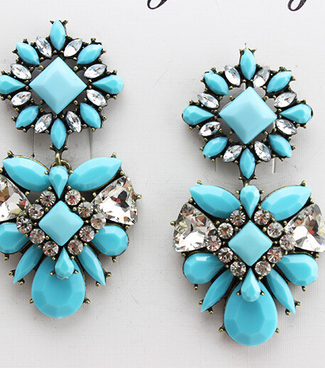 E-3121 5 colors Shourouk crystal earrings designer luxury big flower fashion women long drop earring vintage brass jewelry
