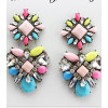 E-3121 5 colors Shourouk crystal earrings designer luxury big flower fashion women long drop earring vintage brass jewelry