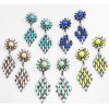 E-3120 Europea style lucury crystal resin leaves crystal flower fashion designer vintage statement earrings