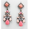 E-3119 4Colors Europea Style Bronze Alloy Crystal Square Resin Flower Drop Dangel Earrings