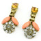 E-3135 Fashion bronze alloy rhinestone resin gem flower movable lovely earrings for girls