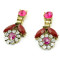 E-3135 Fashion bronze alloy rhinestone resin gem flower movable lovely earrings for girls