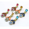 E-3135 Fashion bronze alloy rhinestone resin gem flower movable lovely earrings for girls