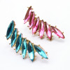 E-3129 Korea Style Gold Plated Alloy colorful  Rhinestone leaf  flower Earrings brinco women 2 colors