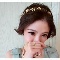 F-0151 korea gold plated alloy flower leaf rhinestone  hair band