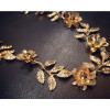 F-0151 korea gold plated alloy flower leaf rhinestone  hair band
