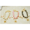 B-0358 New Arrival Korea Style Woven Handmade Leather Chain Stars Hearts Cards Eiffel Tower Pendants Bracelet For Girls