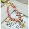 B-0358 New Arrival Korea Style Woven Handmade Leather Chain Stars Hearts Cards Eiffel Tower Pendants Bracelet For Girls
