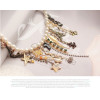 N-3886 fashion pearl chain crystal heart butterfly stars crosses leaf drop tower girl pendant multielement necklace