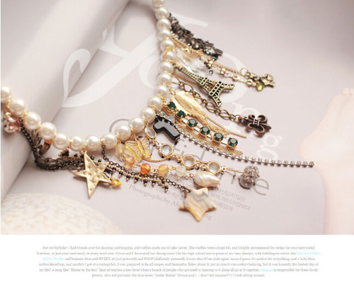 N-3886 fashion pearl chain crystal heart butterfly stars crosses leaf drop tower girl pendant multielement necklace