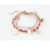 B-0357 New Arrival Korea Style Multilayer mix style pearl coin Eiffel Tower rope gold plated chain Bracelet