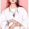 N-3885 Korea Style vintage hollywood Luster White Beads Golden Brilliant Multi-color Crystal Crosses Tassels Pendant Necklace