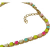 N-3893 Korea Style  Resin Gem Chain Gold Plated Alloy Rhinestone Crystal Triangle Flower Pendant Necklace