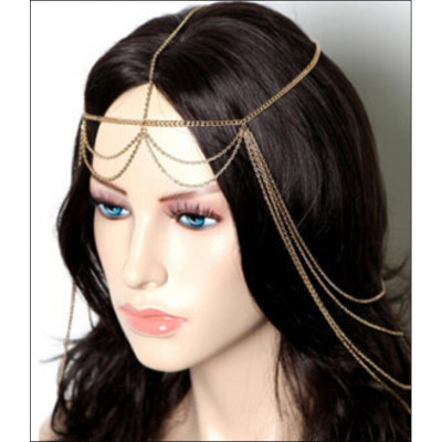 F-0156 European Style Gold Plated Alloy Chains Tasels Hair Band Hair Accessories