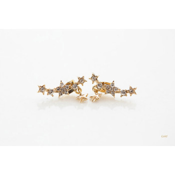 E-3123 Korea Style Gold Plated Alloy Clear Rhinestone Stars Tassels Earrings
