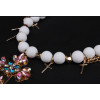 N-3885 Korea Style vintage hollywood Luster White Beads Golden Brilliant Multi-color Crystal Crosses Tassels Pendant Necklace