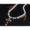 N-3885 Korea Style vintage hollywood Luster White Beads Golden Brilliant Multi-color Crystal Crosses Tassels Pendant Necklace