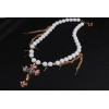 N-3885 Korea Style vintage hollywood Luster White Beads Golden Brilliant Multi-color Crystal Crosses Tassels Pendant Necklace