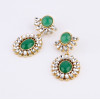 E-3134 Fashion gold plated  alloy rhinestone crystal resin gem bead big flower dangle drop earrings for girls 3 colors